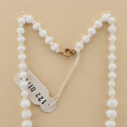 Vintage Czech necklace white hexagon faceted glass beads 