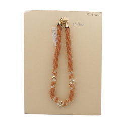Vintage Czech 3 strand necklace opaline clear faceted glass beads 