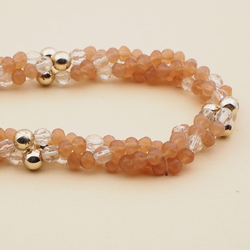 Vintage Czech 3 strand necklace opaline clear faceted glass beads 