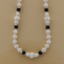 Vintage Czech necklace gradual black white hexagon faceted glass beads 17"