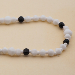 Vintage Czech necklace gradual black white hexagon faceted glass beads 17"