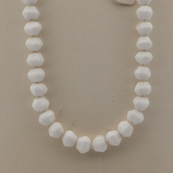 Vintage Czech necklace white hexagon faceted glass beads 16.5"