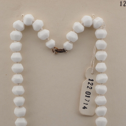 Vintage Czech necklace white hexagon faceted glass beads 16.5"