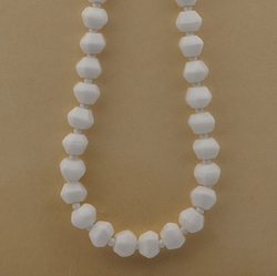 Vintage Czech necklace white hexagon faceted glass beads 16" 