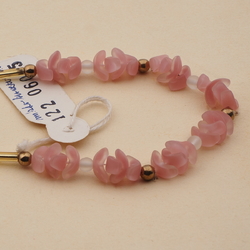 Vintage Czech necklace frost pink gold lined topaz glass beads
