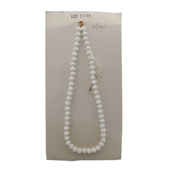 Vintage Czech necklace white hexagon faceted glass beads 
