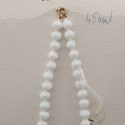 Vintage Czech necklace white hexagon faceted glass beads 