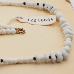 Vintage Czech necklace white round rondelle chip glass beads