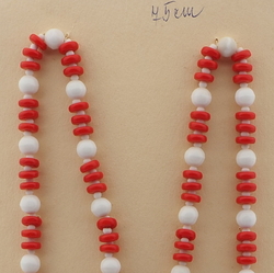 Vintage Czech necklace red white round rondelle glass beads
