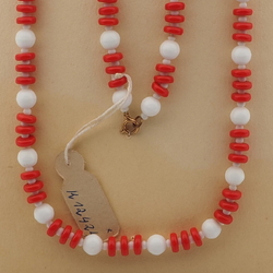 Vintage Czech necklace red white round rondelle glass beads