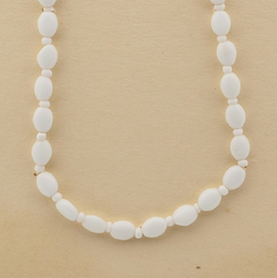 Vintage Czech necklace white oval glass beads 