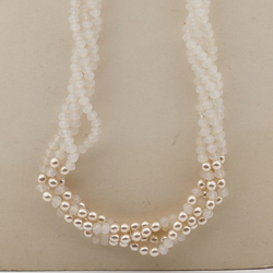 Vintage Czech 4 strand necklace opaline pearl glass beads 