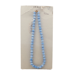 Vintage Czech necklace blue marble hexagon glass beads 