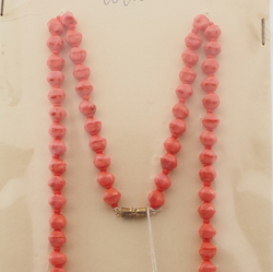 Vintage Czech necklace orange marble trade glass beads 
