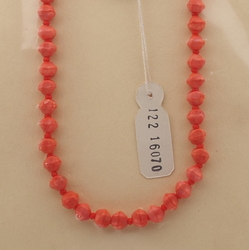 Vintage Czech necklace orange marble trade glass beads 