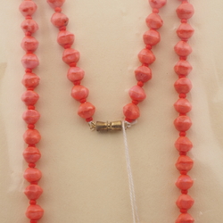 Vintage Czech necklace orange marble trade glass beads 