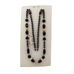 Vintage Czech necklace element glasses holder black glass beads 31"