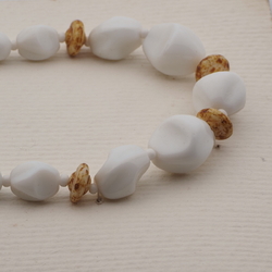 Vintage Czech necklace element glasses holder white marble glass beads