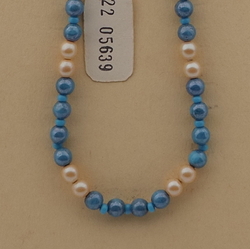 Vintage Czech necklace blue marble pearl glass beads