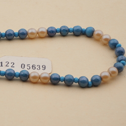 Vintage Czech necklace blue marble pearl glass beads