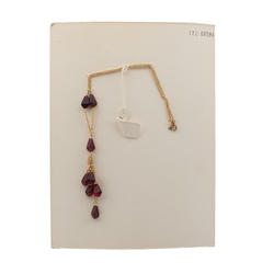 Vintage Czech gold chain necklace red triangle glass beads 