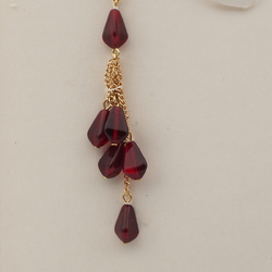 Vintage Czech gold chain necklace red triangle glass beads 