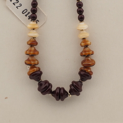Vintage Czech necklace brown marble beige glass beads 
