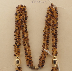 Vintage Czech necklace tortoise topaz bicolor glass beads 