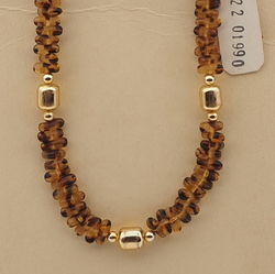 Vintage Czech necklace tortoise topaz bicolor glass beads 