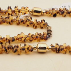 Vintage Czech necklace tortoise topaz bicolor glass beads 