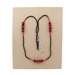 Vintage Czech necklace red black rondelle glass beads 