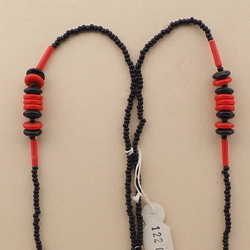 Vintage Czech necklace red black rondelle glass beads 