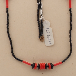 Vintage Czech necklace red black rondelle glass beads 