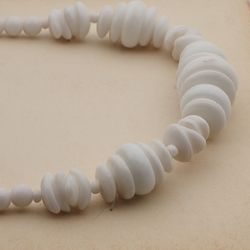 Vintage Czech necklace white round rondelle arc glass beads 