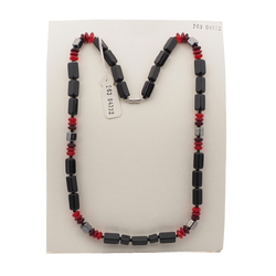 Vintage Czech necklace black hematite glass beads 