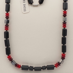 Vintage Czech necklace black hematite glass beads 