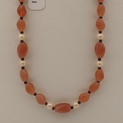 Vintage Czech necklace opaline brown pearl glass beads