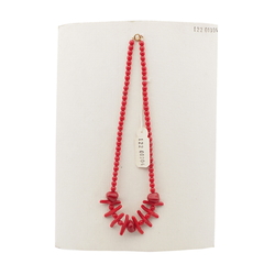 Vintage Czech necklace red coral tribal style glass beads 