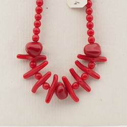 Vintage Czech necklace red coral tribal style glass beads 
