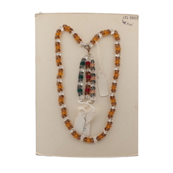 Vintage Czech sample necklace interlocking topaz clear glass beads