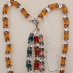 Vintage Czech sample necklace interlocking topaz clear glass beads