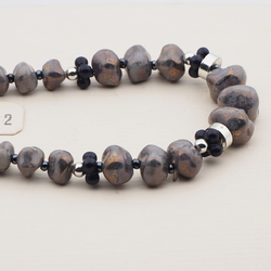 Vintage Czech necklace marble nugget glass beads 16"