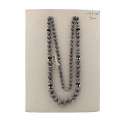 Vintage Czech necklace marble nugget glass beads 28"