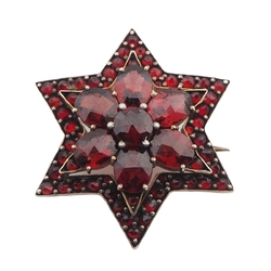 RESERVED Bohemian Garnet Star Brooch 1850-1900 s