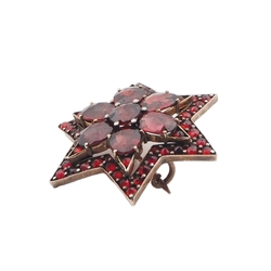 RESERVED Bohemian Garnet Star Brooch 1850-1900 s