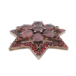 Antique Victorian Bohemian Garnet Star Brooch 1850-1900 s