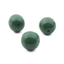 Lot (3) Czech large hand molded round green glass beads 15mm