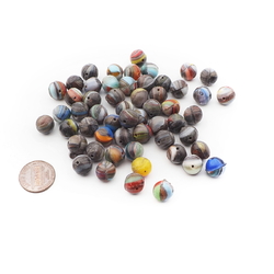 Lot (54) Czech hand molded round marble glass beads 10mm seconds