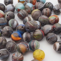 Lot (54) Czech hand molded round marble glass beads 10mm seconds