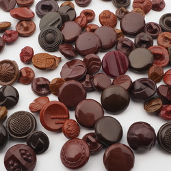 Lot (99) Czech vintage assorted brown small glass buttons